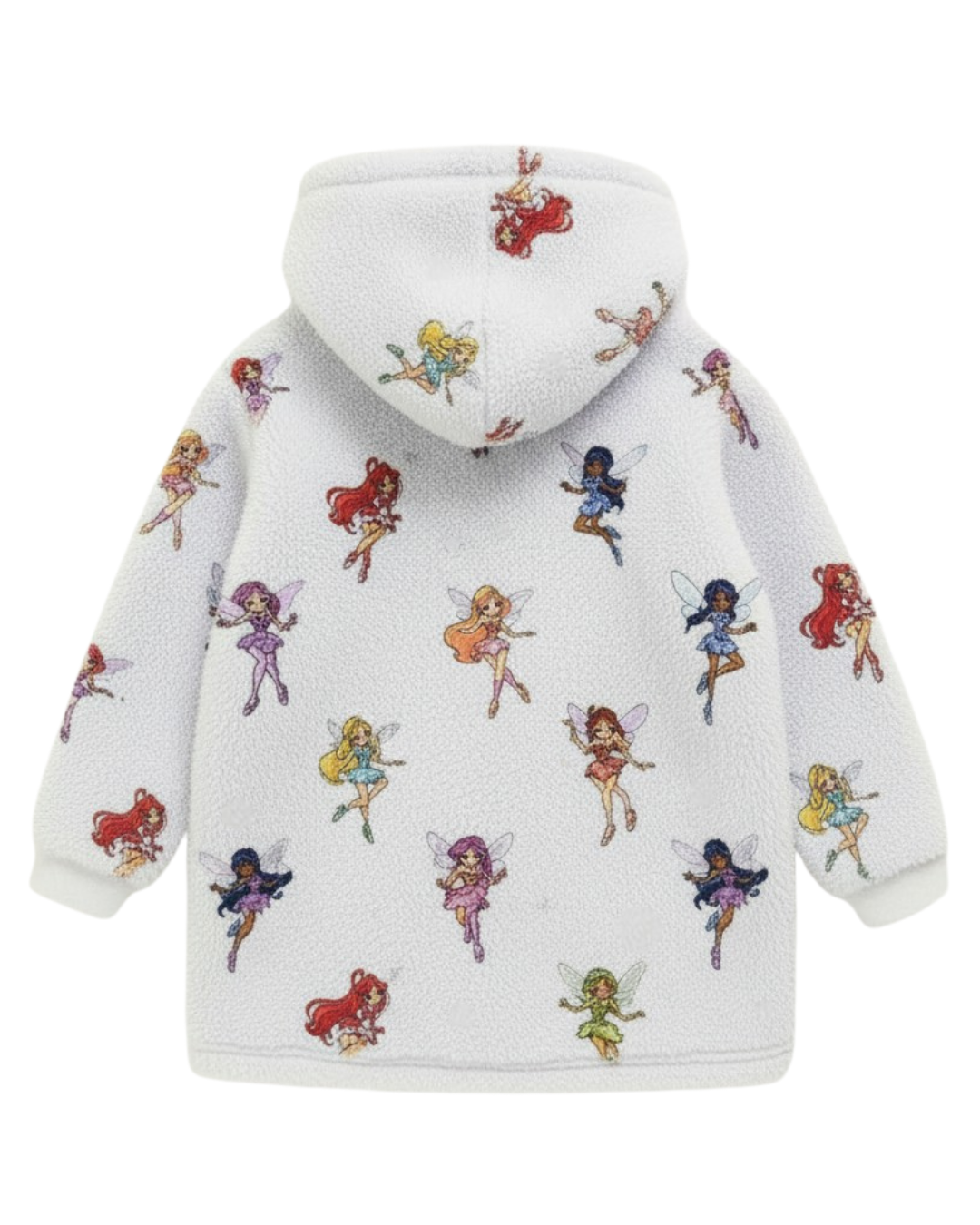 VALUENCIO | Winx Clup baskılı Uzun Kollu Kapüşonlu Oversize Peluş Sabahlık