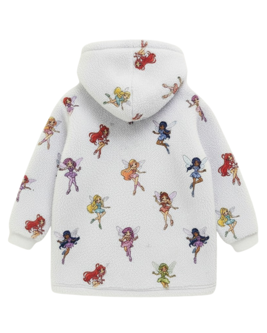 VALUENCIO | Winx Clup baskılı Uzun Kollu Kapüşonlu Oversize Peluş Sabahlık