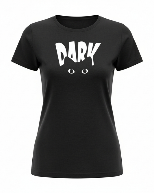 VALUENCIO | BİSİKLET YAKA BASKILI SİYAH KADIN TİŞÖRT