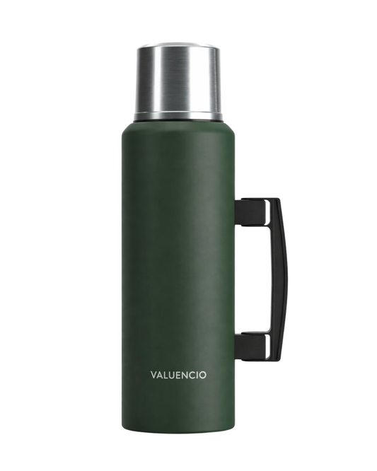 VALUENCIO | KLASİK VAKUMLU KULPLU PASLANMAZ ÇELİK TERMOS 1.5 L – GREEN