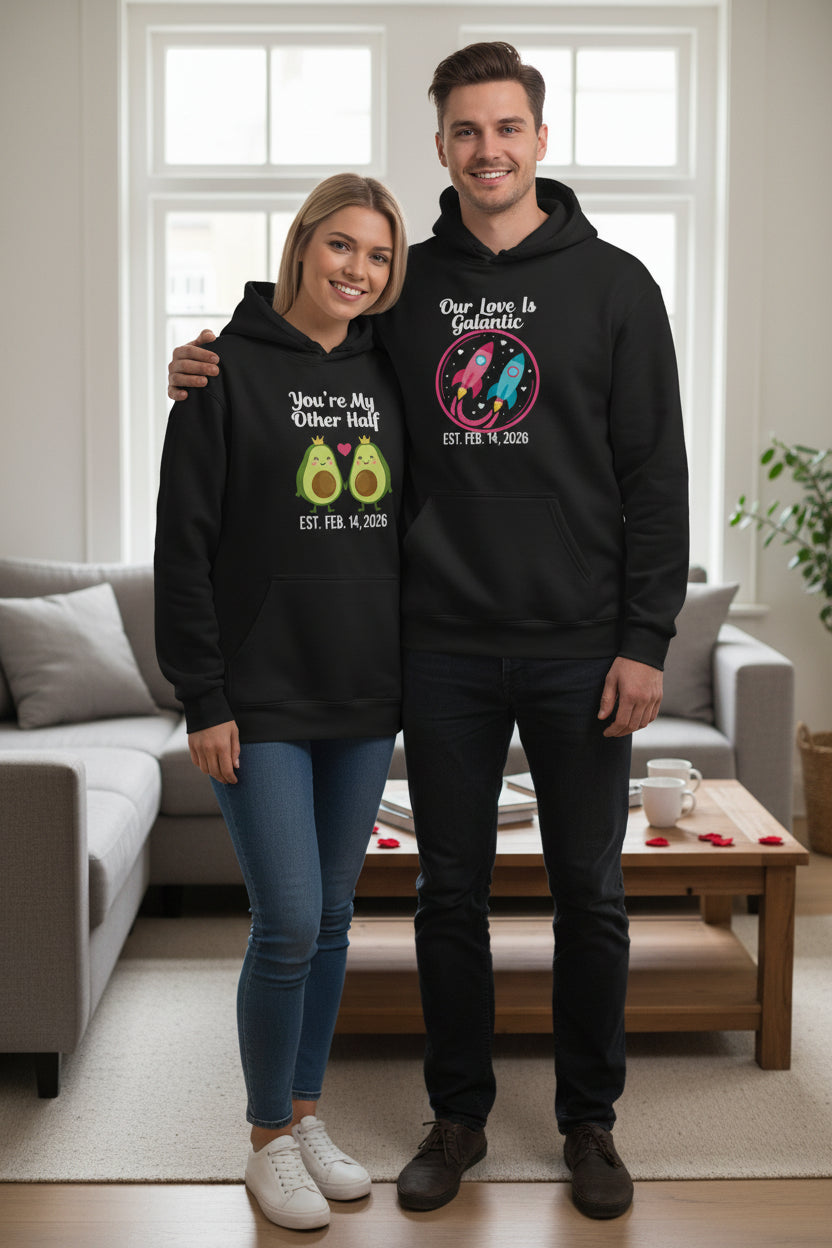 VALUENCIO | Siyah Yazı Baskılı Unisex Couple Sweatshirt